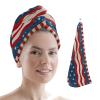 LEOSUCRE Microfiber Hair Towel Wrap Ultra Absorbent Hair Cap, Vintage Independence Hair Towel with Buttons Hair Drying Towel Turban Bath Hair Wrap for Woman 26x10in USA Flag Star Stripes Wooden view 1