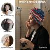 LEOSUCRE Microfiber Hair Towel Wrap Ultra Absorbent Hair Cap, Vintage Independence Hair Towel with Buttons Hair Drying Towel Turban Bath Hair Wrap for Woman 26x10in USA Flag Star Stripes Wooden view 2