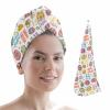 LEOSUCRE Microfiber Hair Towel Wrap Ultra Absorbent Hair Cap, Happy Easter Hair Towel with Buttons Hair Drying Towel Turban Bath Hair Wrap for Woman 26x10in Colorful Eggs Tiled view 1