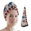 LEOSUCRE Microfiber Hair Towel Wrap Ultra Absorbent Hair Cap, American Flag Day Hair Towel with Buttons Hair Drying Towel Turban Bath Hair Wrap for Woman 26x10in USA Gnomes Patriot Vintage view 1