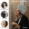 LEOSUCRE Microfiber Hair Towel Wrap Ultra Absorbent Hair Cap, Aqua Leaves Hair Towel with Buttons Hair Drying Towel Turban Bath Hair Wrap for Woman 26x10in Abstract Plant Leaf Tiled Vintage Burlap view 2