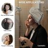 LEOSUCRE Microfiber Hair Towel Wrap Ultra Absorbent Hair Cap, Beige Chinese Floral Style Hair Towel with Buttons Hair Drying Towel Turban Bath Hair Wrap for Woman 26x10in Simple Painting view 2