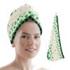 LEOSUCRE Microfiber Hair Towel Wrap Ultra Absorbent Hair Cap, St. Patricks Hair Towel with Buttons Hair Drying Towel Turban Bath Hair Wrap for Woman 26x10in Lucky Shamrock Green and Black Checkered view 1
