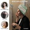 LEOSUCRE Microfiber Hair Towel Wrap Ultra Absorbent Hair Cap, St. Patricks Hair Towel with Buttons Hair Drying Towel Turban Bath Hair Wrap for Woman 26x10in Lucky Shamrock Green and Black Checkered view 2