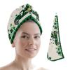 LEOSUCRE Microfiber Hair Towel Wrap Ultra Absorbent Hair Cap, Farm Truck Hair Towel with Buttons Hair Drying Towel Turban Bath Hair Wrap for Woman 26x10in St. Patricks Clover Green Plaid view 1
