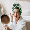 LEOSUCRE Microfiber Hair Towel Wrap Ultra Absorbent Hair Cap, Farm Truck Hair Towel with Buttons Hair Drying Towel Turban Bath Hair Wrap for Woman 26x10in St. Patricks Clover Green Plaid view 3