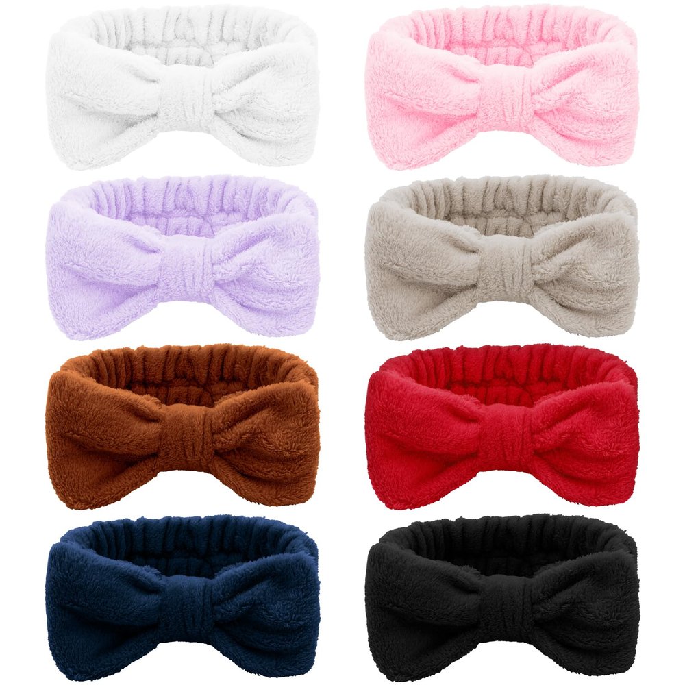 Ondder 8 Pcs Spa Headbands - Fuzzy Terry Cloth Face Wash Headbands for Women's Makeup & Skincare
