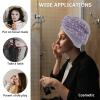 LEOSUCRE Microfiber Hair Towel Wrap Ultra Absorbent Hair Cap, Purple Floral Hair Towel with Buttons Hair Drying Towel Turban Bath Hair Wrap for Woman 26x10in Romantic Flower Drape view 2
