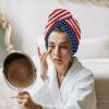 LEOSUCRE Microfiber Hair Towel Wrap Ultra Absorbent Hair Cap, American Flag Day Hair Towel with Buttons Hair Drying Towel Turban Bath Hair Wrap for Woman 26x10in Star Red Stripes Independence view 3