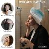 LEOSUCRE Microfiber Hair Towel Wrap Ultra Absorbent Hair Cap, Ombre Color Hair Towel with Buttons Hair Drying Towel Turban Bath Hair Wrap for Woman 26x10in Khaki and Aqua Painting view 2