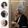 LEOSUCRE Microfiber Hair Towel Wrap Ultra Absorbent Hair Cap, Black and Gray Hair Towel with Buttons Hair Drying Towel Turban Bath Hair Wrap for Woman 26x10in Ombre Abstract Geometric Beach view 2