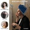 LEOSUCRE Microfiber Hair Towel Wrap Ultra Absorbent Hair Cap, Navy Blue Chinese Floral Style Hair Towel with Buttons Hair Drying Towel Turban Bath Hair Wrap for Woman 26x10in Simple Painting view 2