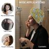 LEOSUCRE Microfiber Hair Towel Wrap Ultra Absorbent Hair Cap, Lemon Tiled Hair Towel with Buttons Hair Drying Towel Turban Bath Hair Wrap for Woman 26x10in Farmhouse Green Stripes Backdrop view 2