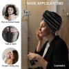 LEOSUCRE Microfiber Hair Towel Wrap Ultra Absorbent Hair Cap, Boho Hair Towel with Buttons Hair Drying Towel Turban Bath Hair Wrap for Woman 26x10in Black Abstract Art Geometric view 2