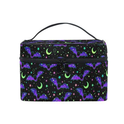 Goth Makeup Bag, Magic Gothic Galaxy Bat Makeup Organizer Bags Toiletry Bag Box Travel Cosmetic Bag Make Up Train Case for Women Teen Girl Ladies Skulls 219