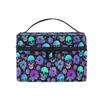 Goth Skull Makeup Bag, Gothic Skull Flowers Makeup Organizer Bags Toiletry Bag Box Travel Cosmetic Bag Make Up Train Case for Women Teen Girl Ladies view 1