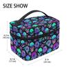 Goth Skull Makeup Bag, Gothic Skull Flowers Makeup Organizer Bags Toiletry Bag Box Travel Cosmetic Bag Make Up Train Case for Women Teen Girl Ladies view 2
