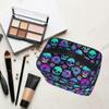 Goth Skull Makeup Bag, Gothic Skull Flowers Makeup Organizer Bags Toiletry Bag Box Travel Cosmetic Bag Make Up Train Case for Women Teen Girl Ladies view 3