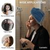 LEOSUCRE Microfiber Hair Towel Wrap Ultra Absorbent Hair Cap, Simple Blue Floral Texture Hair Towel with Buttons Hair Drying Towel Turban Bath Hair Wrap for Woman 26x10in Art Painting view 2