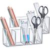 Amazing Abby - Glamour - 2-Pack Acrylic 4-Compartment Makeup Organizer, Transparent Plastic Makeup Brush Holder, Perfect Bathroom Vanity Storage Solution for Makeup Brushes, Eyebrow Pencils, and More view 2