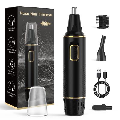 XOOMRSCP Nose Hair Trimmers for MenRechargeable Hair Trimmer 2 in 1 Painless Multifunctional Ear and Nose Hair Trimmer with IPX7 Waterproof Dual Edge Blades (Black)