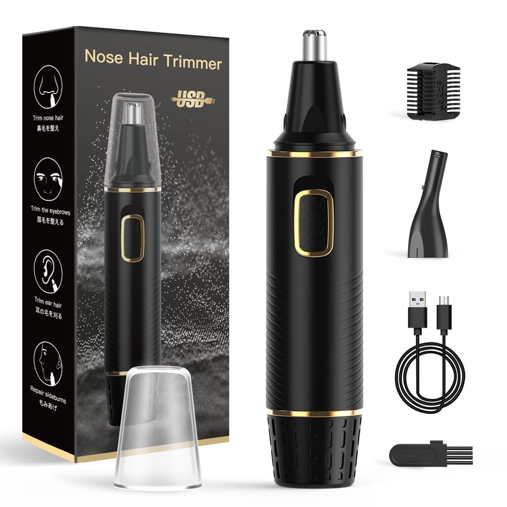 XOOMRSCP Nose Hair Trimmers for MenRechargeable Hair Trimmer 2 in 1 Painless Multifunctional Ear and Nose Hair Trimmer with IPX7 Waterproof Dual Edge Blades (Black)