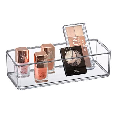 Amazing Abby - Glamour - Acrylic 1-Compartment Makeup Organizer, Transparent Plastic Lipstick Holder, Perfect Bathroom Vanity Storage Solution for Lipsticks, Nail Polishes, and More