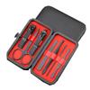 7pcs/Set Stainless Steel Manicure Set Grooming Kit with Black Nail Clippers, Tweezers, Scissors, Cuticle Removers, Facial Tools for Women Men Girl Ladies (Leather Holster not Included) view 1