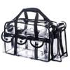 Wide Open Large Professional Clear PVC Travel Makeup Artist Set Bag Cosmetic Nails Beauty Bags Transparent Vinyl Tool Organizer Beach Bags Diaper Bag with 6 External Pockets & Strap (Black) view 1