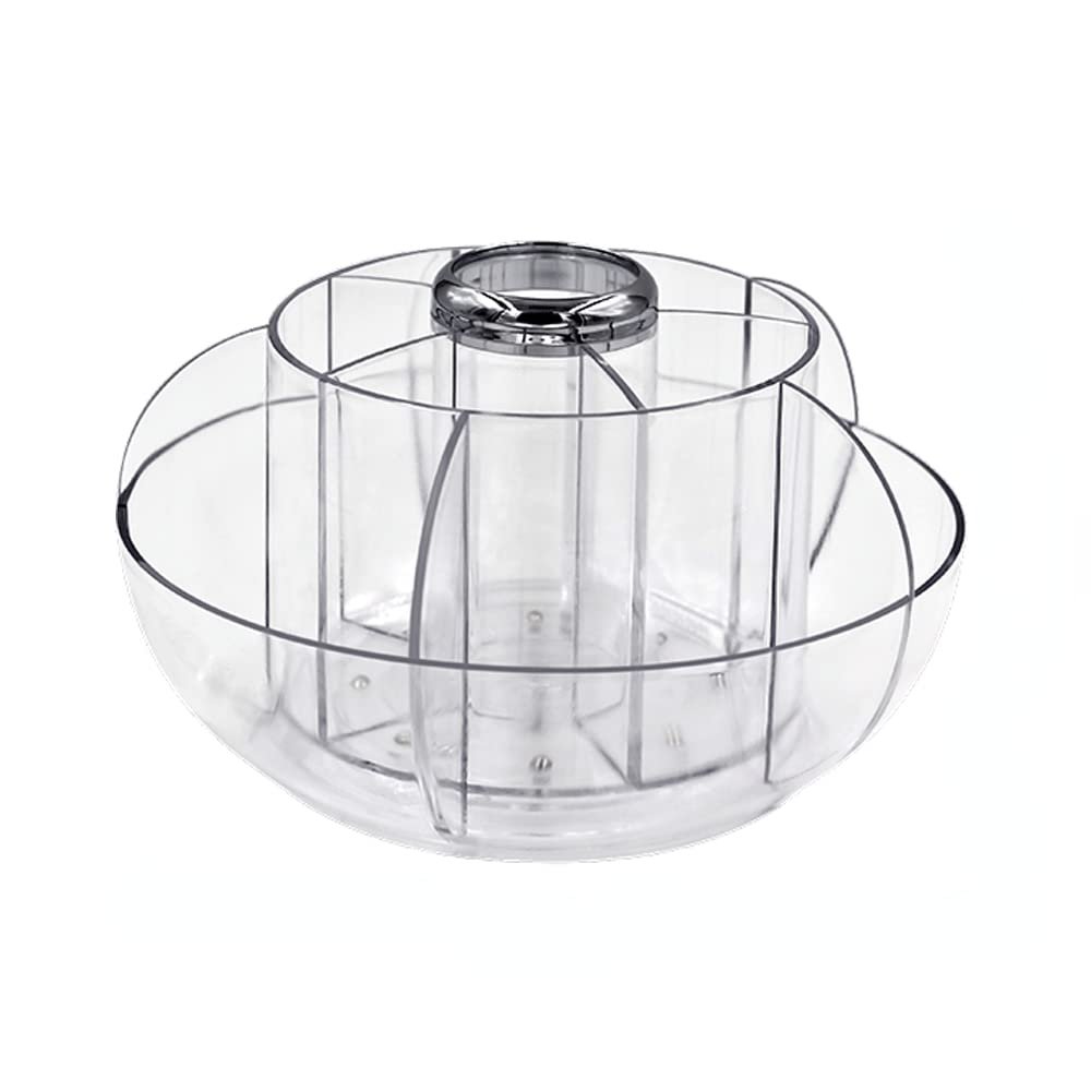 360 Rotating Makeup Organizer, Bathroom Makeup Carousel Spinning Holder Rack, Large Capacity Cosmetics Storage Box Vanity Shelf Countertop, Fits Makeup Brushes, Lipsticks, Transparent