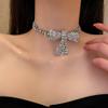 Wiwpar Butterfly Choker Necklace 3 Layered Crystal Rhinestone Pendant Necklaces Sparkly Butterfly Chain Wedding Jewelry for Women Bridal view 1