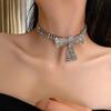 Wiwpar Butterfly Choker Necklace 3 Layered Crystal Rhinestone Pendant Necklaces Sparkly Butterfly Chain Wedding Jewelry for Women Bridal view 2