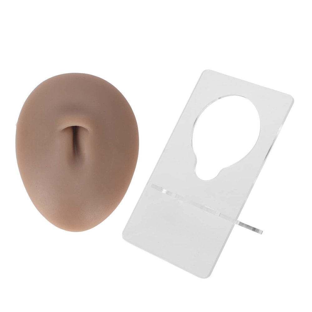 Silicone Belly 3D Model, Piercing Practice Acupuncture Display Soft Navel Model for Teaching, Navel Piercing Practice Model, Soft Navel Model (Deep Skin Color)