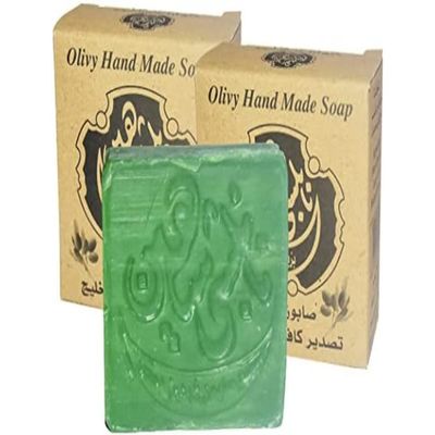 2 Pcs Nabulsi Soap Laurel Soap with Soap Green Olive Oil Laurel Soap Cold Pressed Glycerin Natural 100% Organic Moisturizing and Handmade Cleanser for all types of face, hair and body Free of chemicals (2 pcs 83 gm )