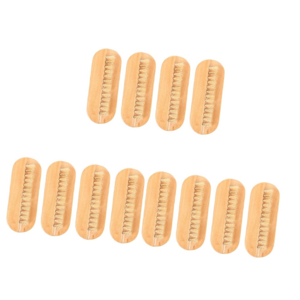 Beaupretty 12pcs Double-sided Boar Bristle Nail Brush Wooden Manicure Tool for Nail Art Hand and Foot Care Selection