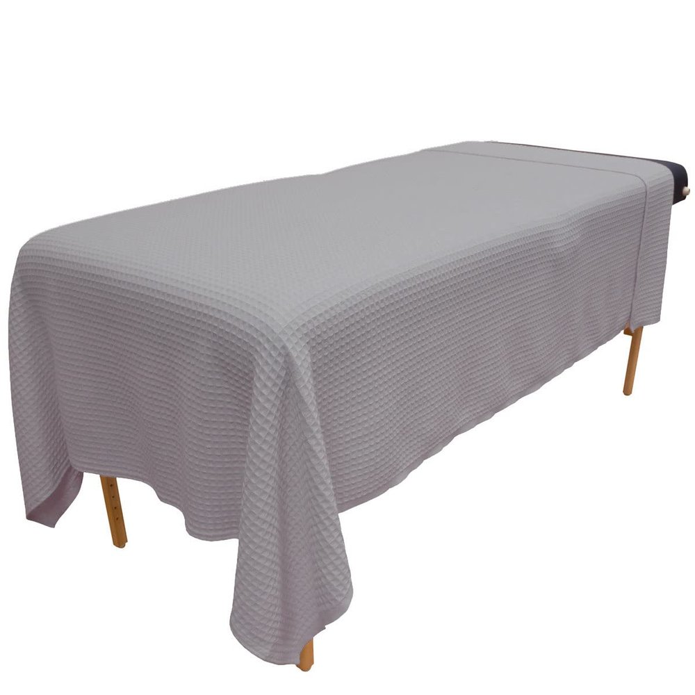 Body Linen 10 Pack - Waffle Weave Massage Table Blankets Soft and Stylish 50/50 Polyester-Cotton Blend - 66 by 90 inches - Gray
