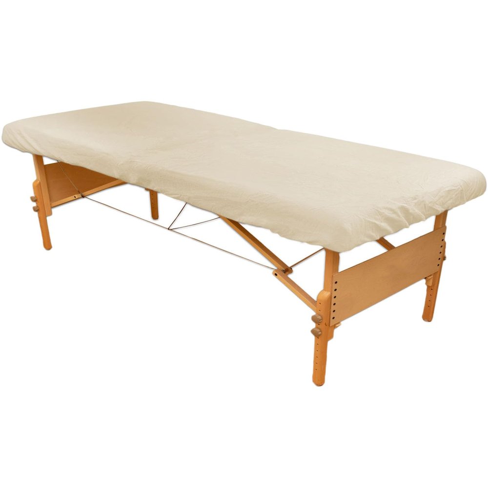 Comfort Plus Sized Extra Wide Massage Table Fitted Sheet Flannel Cotton. Fits Extra Wide (34-40 in) Massage Tables. Professional Quality. 100% Cotton - Natural