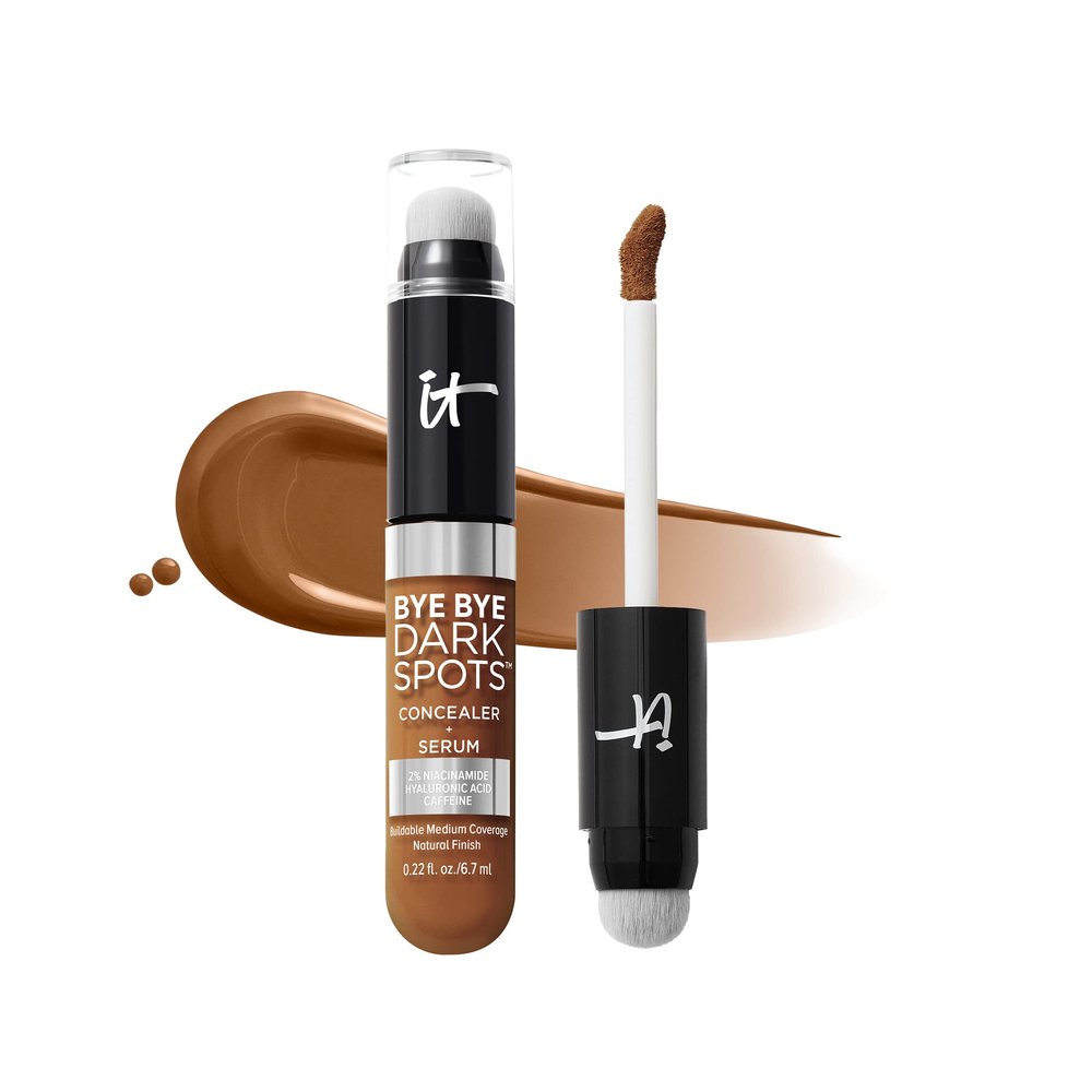 IT Cosmetics Bye Bye Dark Spots Concealer + Brightening Serum 2% Niacinamide, Hyaluronic Acid & Caffeine - Medium Coverage, Natural Finish, All Skin Types 51 Rich Warm, 0.22 fl. oz