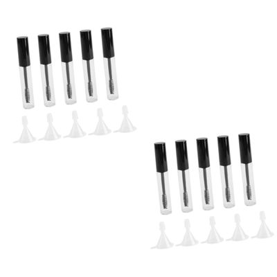Beaupretty 10pcs Empty Mascara Tubes with Eyelash Wands and Funnels for Mascara Body for Easy Viewing for Storing Oils and Eyelash Creams