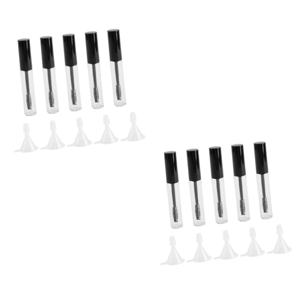 Beaupretty 10pcs Empty Mascara Tubes with Eyelash Wands and Funnels for Mascara Body for Easy Viewing for Storing Oils and Eyelash Creams