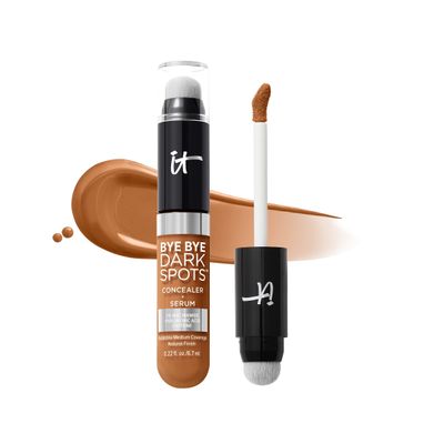 IT Cosmetics Bye Bye Dark Spots Concealer + Brightening Serum 2% Niacinamide, Hyaluronic Acid & Caffeine - Medium Coverage, Natural Finish, All Skin Types 44 Tan Warm, 0.22 fl. oz