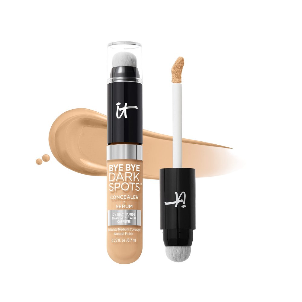 IT Cosmetics Bye Bye Dark Spots Concealer + Brightening Serum 2% Niacinamide, Hyaluronic Acid & Caffeine - Medium Coverage, Natural Finish, All Skin Types 23 Light Warm, 0.22 fl. oz