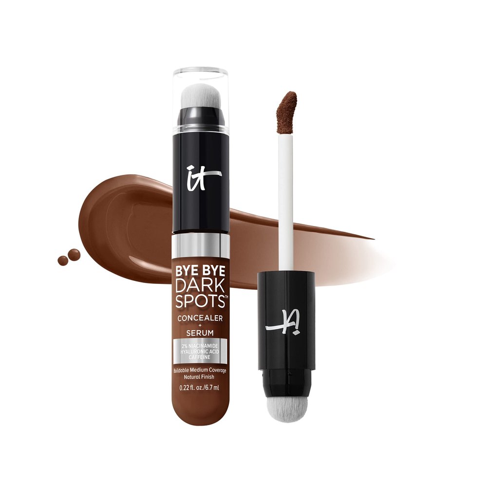IT Cosmetics Bye Bye Dark Spots Concealer + Brightening Serum 2% Niacinamide, Hyaluronic Acid & Caffeine - Medium Coverage, Natural Finish, All Skin Types 58 Deep Neutral, 0.22 fl. oz