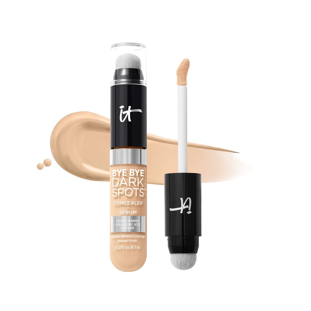 IT Cosmetics Bye Bye Dark Spots Concealer + Brightening Serum 2% Niacinamide, Hyaluronic Acid & Caffeine - Medium Coverage, Natural Finish, All Skin Types 12 Fair Warm, 0.22 fl. oz