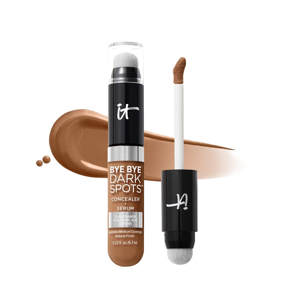 IT Cosmetics Bye Bye Dark Spots Concealer + Brightening Serum 2% Niacinamide, Hyaluronic Acid & Caffeine - Medium Coverage, Natural Finish, All Skin Types 50 Rich Cool, 0.22 fl. oz