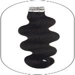 20 24" Natural Color Tape in Virgin Remy Human Hair Extensions Full & Thick to Ends (4 textures- Straight Wavy Curly Kinky) (24", Natural Color Bodywave)