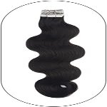 20 24" Natural Color Tape in Virgin Remy Human Hair Extensions Full & Thick to Ends (4 textures- Straight Wavy Curly Kinky) (24", Natural Color Bodywave)