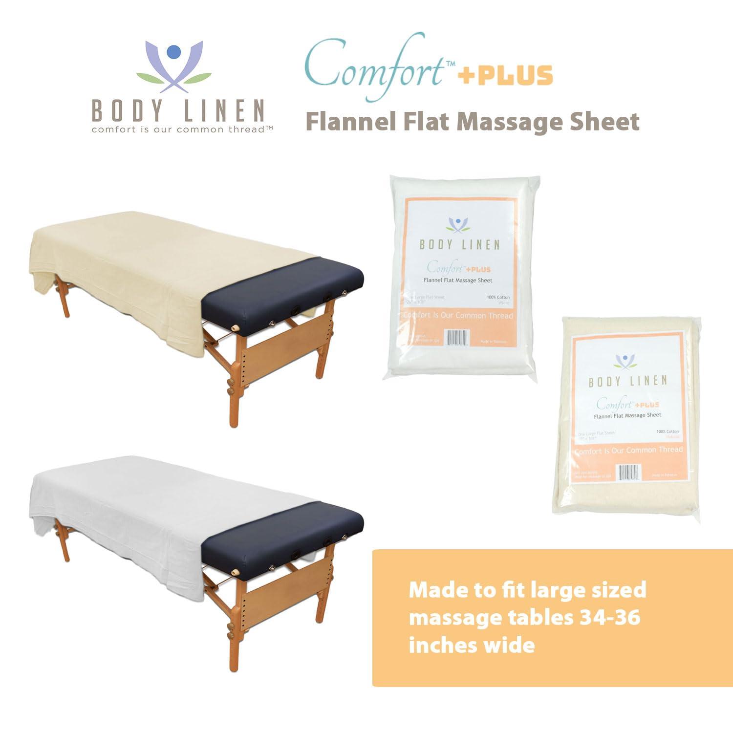 Comfort Plus Sized Extra Wide Massage Table Flat Sheet Flannel Cotton. Fits Extra Wide (34-40 in) Massage Tables. Professional Quality. 100% Cotton - Natural view 2