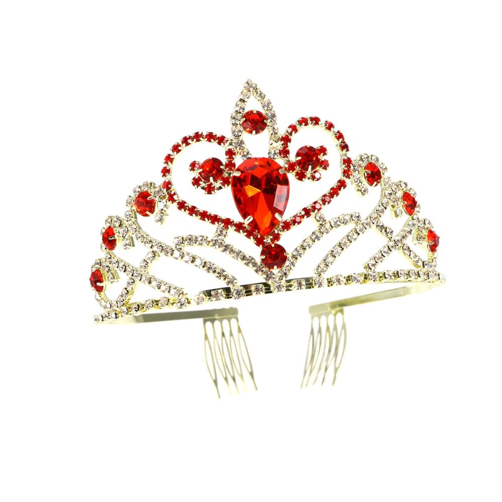 minkissy Crystal Comb Vintage Wedding Bridal Headpiece for Women Red Diamond for Prom Engagement and Special Occasions