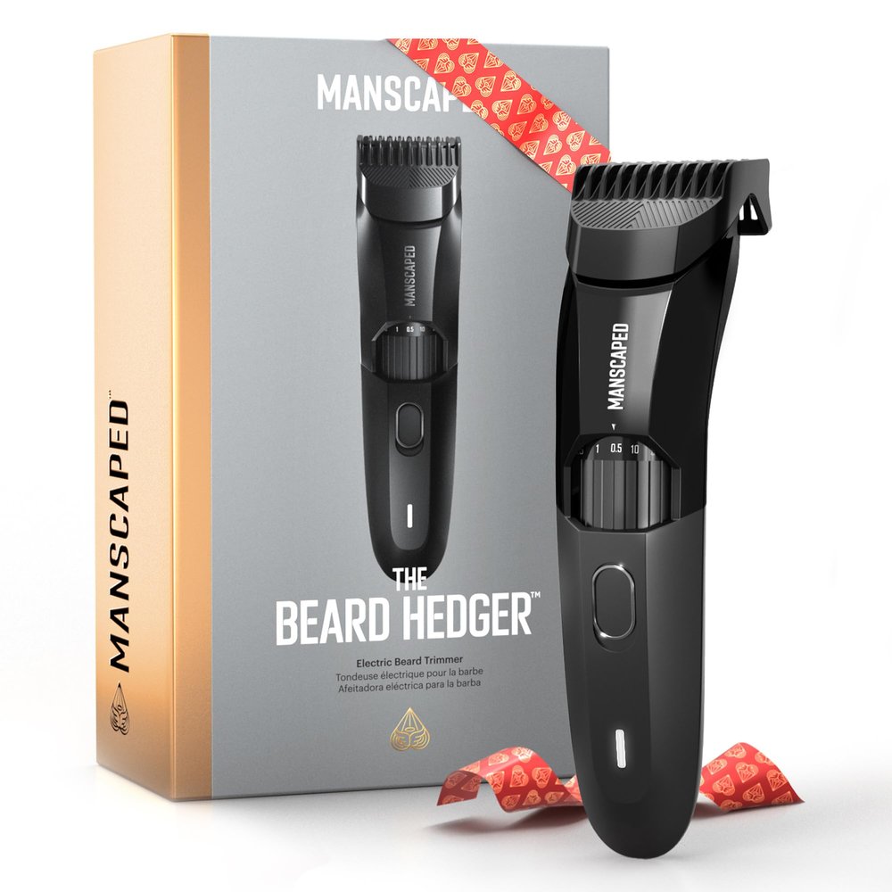 MANSCAPED The Beard Hedger Premium Men's Beard Trimmer, 20 Length Adjustable Blade Wheel, Stainless Steel T-Blade for Precision Facial Hair Trimming, Cordless Waterproof Wet/Dry Clipper